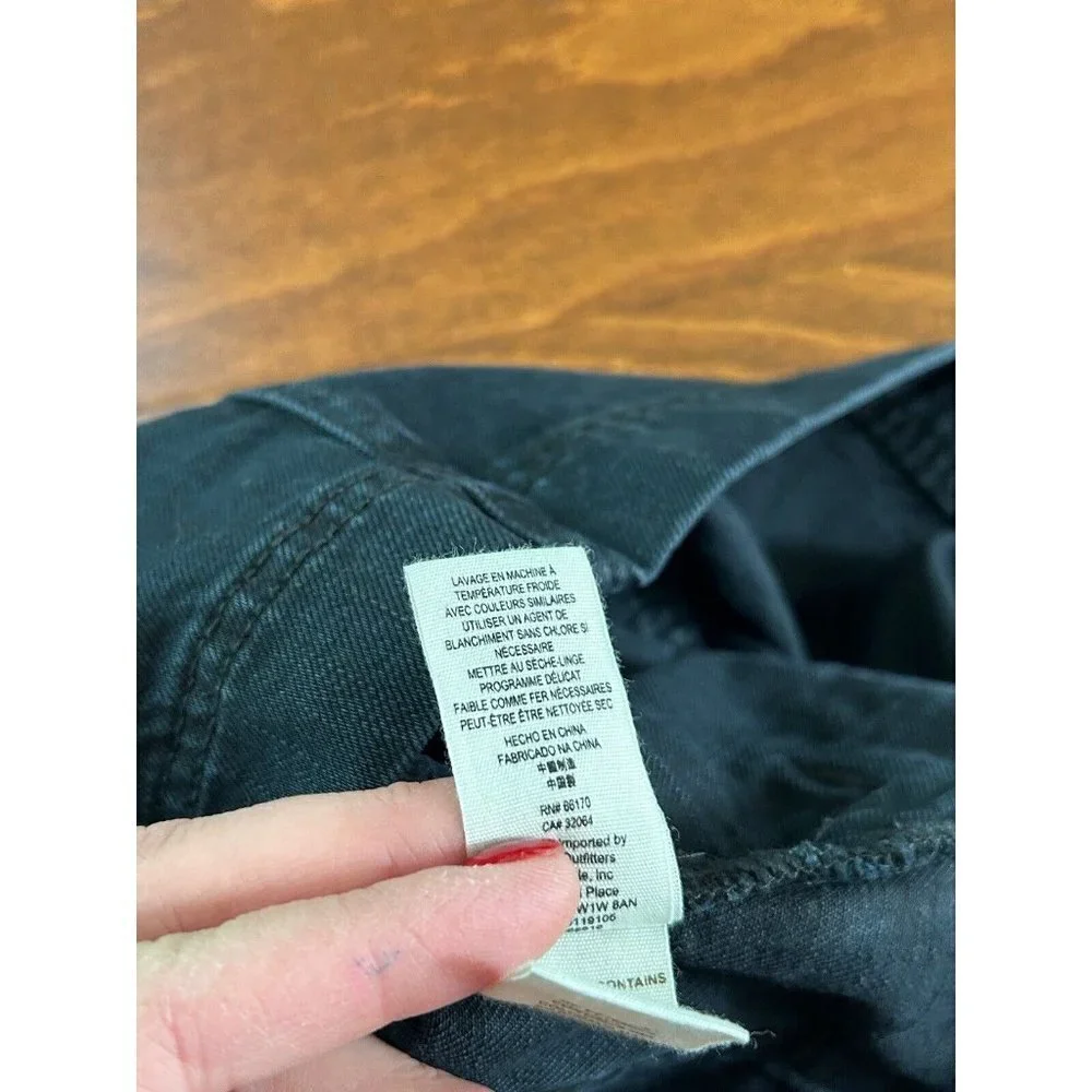 Free‎ People Jean Skirt 25 Button Front Pockets Black Dark Wash Denim Mini